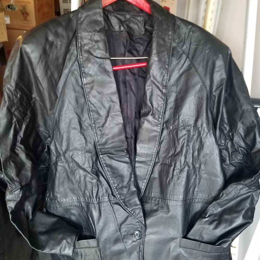 Wilsons Vintage Black Leather Old School Blazer